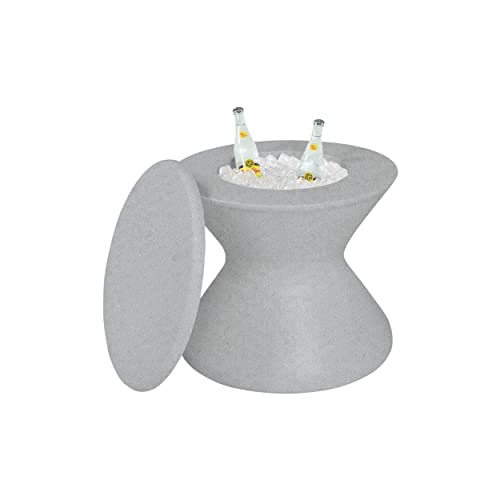 Ledge Lounger - Signature Tall Ice Bin Side Table - Lid with Umbrella Hole - for in-Pool or On-Deck Use - Water Depths 0-15” - All Pool Types - for Pool, Sundeck, Patio - Granite Gray