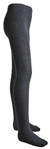 Sportoli Girls Flat Knit Cotton Hold and Stretch Footed Winter Tights - Dark Heather Grey (size 2/4)2