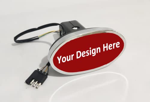Custom Lighted Oval/Round/Square/Rectangular LED Trailer Hitch Cover Light Brake Personalized Light-Up, Oval 6.5