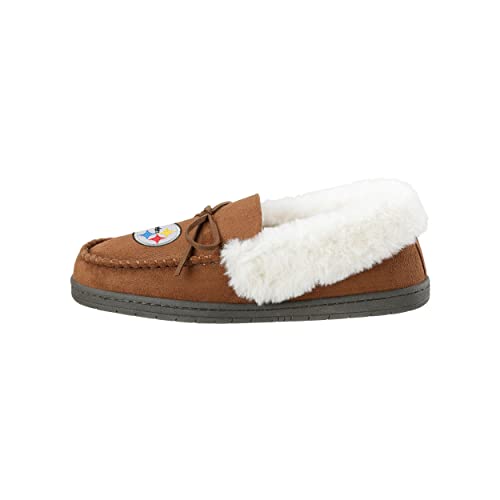 Image of FOCO Womens NFL Team Logo Tan Moccasin Slippers