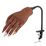 Nail Pratice Training Hand for Acrylic Nails with Stand Bracket,Soft Silicone Maniquin Hand, Flexible Bendable Nail Practice Fake Hand for Nails Art Practice Tool