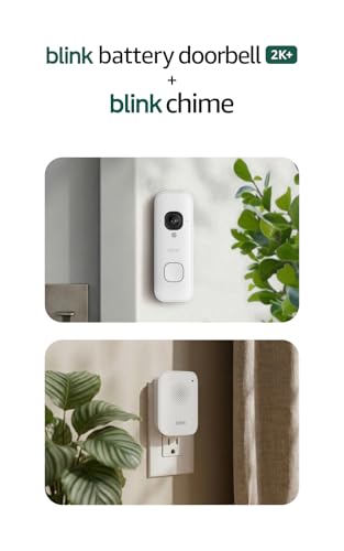 Image of Blink Battery Doorbell 2K+ (newest model) and Blink Chime (newest model) - Wireless video doorbell, 2K resolution, in-home chime, enhanced audio. Required Sync Module not included - (White)
