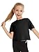 CharmWM Girls Workout Summer Crop Tops Kids Fashion Crew Neck Cropped Split Back Athletic Gym Exercise Short Sleeve T Shirts Basic Tees Size 3-14 Years Black