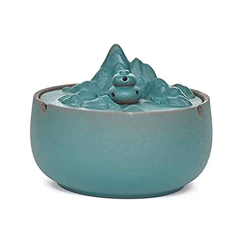 YQWYS Cendrier en céramique, Ligne d'artisanat d'or de Sable Violet créatif, cendrier à Double Usage de poêle à Parfum, Cadeaux de Bureau,Blue