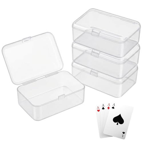 OTKJMH 4 Pack Clear Plastic Card Deck Box Playing Card Storage Cases Blank Deck Boxes Standard Size Holders for Game Cards Trading Cards and Small Accessories Home Organization