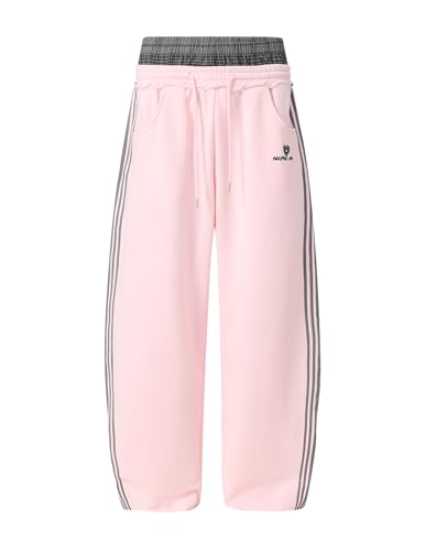 Image of Aelfric Eden Baggy Wide Leg Sweatpants for Women Men Double Elastic Waisted Streetwear Y2K Casual Trouser with Pockets