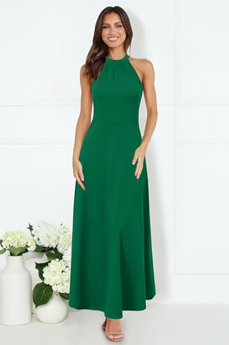 Image of STYLEWORD Women's Summer Floral Halter Maxi Dress Vacation Semi Formal 2026