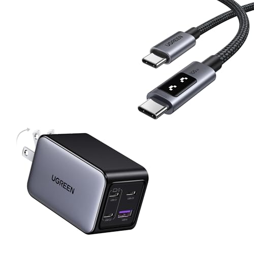 UGREEN Nexode 65W GaN Wall Charger Bundle with Uno 3.3FT 100W USB C to USB C Cable for iPhone 17/17 Air/17 Pro/17 Pro Max/16, MacBook Pro/Air, iPad Pro/Air, Galaxy S25 Ultra
