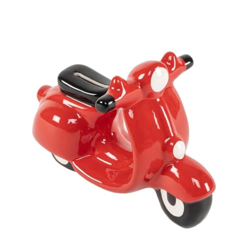 Tirelire décorative en céramique en forme de moto italienne, rouge, 20 x 10 x 13 cm