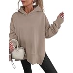ANRABESS Womens Oversized Hoodies Long Sleeve Fleece Side Slit Hooded Sweatshirts Pullover 2026 Fall Outfits Y2K Clothes