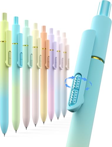 Hiacry 8pc Gel Pens, 0.7mm Black Ink, Medium Tip - Fast-Dry, No Bleed, Gradient Colors for Office & School