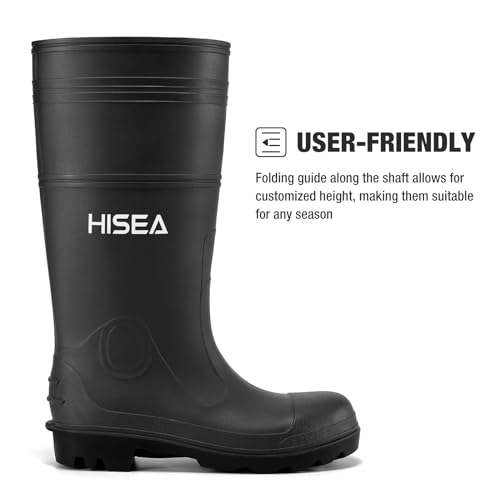 HISEA Men's Rain Boots PVC Rubber Boots with Steel Shank Waterproof Garden Fishing Outdoor Work Boots Durable Slip Resistant Mud Rainboots for Agriculture and Industrial Working4