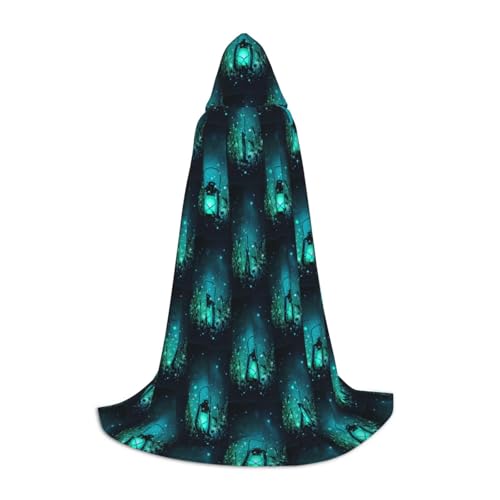 bncab Lucioles et lanterne - Costume gothique fantaisie - Cape à capuche pour adolescents - Costume médiéval de la Renaissance - Foire de cosplay