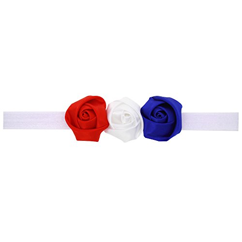 Infant Baby Flower Headband with 3 Color Blue White Red Hair band Accessories JHN08 (Blue White Red)2