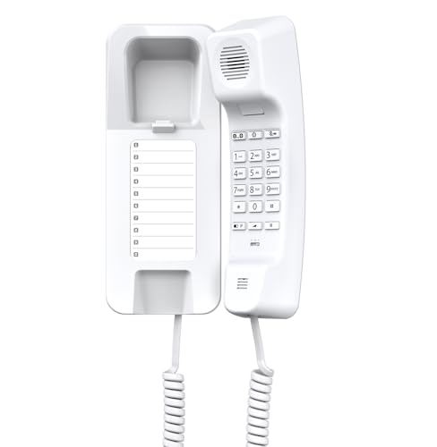 Gigaset DESK 200 - Telefono a Filo Compatto da tavolo o parete - Selezione DTMF o a Impulsi Regolabile, Bianco [Versione Italiana]
