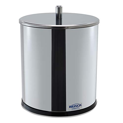 Lixeira Inox com Tampa, 5,4 Litros, Decorline Lixeiras, 18,5 x 23 cm, Aço Inox, Brinox
