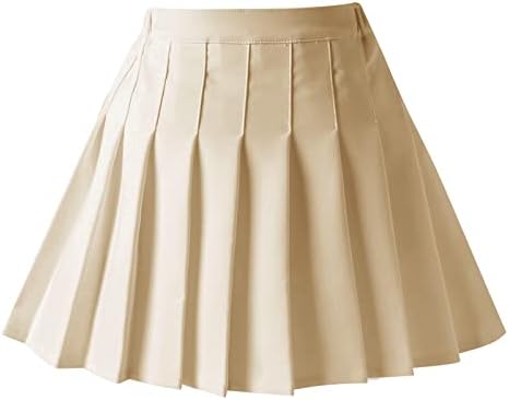 birbyrrly Girls' Mini Pleated Skirt with Shorts, School Uniform Skort for Toddlers Little Kids Khaki Tag 110-3T