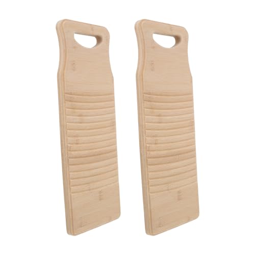 Veemoon Tabla de Lavar Ropa de Bambú Natural 2 Piezas 40x15x1,8 Cm Superficie Acanalada Antideslizante para Lavado Manual en Hogar y Lavandería