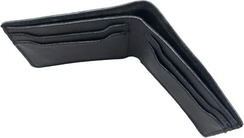 Retro Genuine Leather Bifold Wallet for Men Full Grain Leather Multiple Card Slots ID Window (Charcoal Black)3