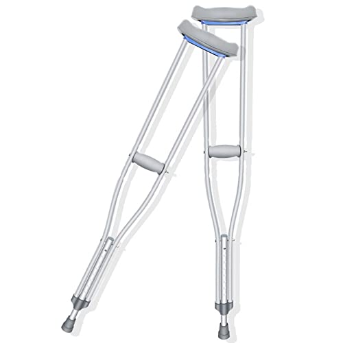 Lightweight Push-Button Adjustable Aluminum Crutches TPR Soft Foam Padding for Adult Aluminum Crutches, Can be Used by All Ages