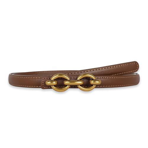 Image of Aurolran Women's Fashion Classic Metal Buckle Leather Belt with Jeans Dress