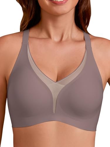 COCOMARTS Jelly Bras for Women No Underwire Push Up Deep V Mesh Comfort T Shirt Bralette Wireless Seamless Everyday Bra