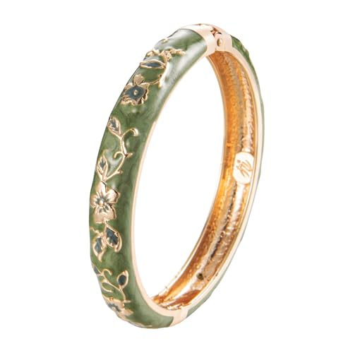Image of UJOY Bangles 5 Pcs Enamel Jewelry Set Rose Flower Engraved Cloisonne Bracelets Pack in a Box 5PCS
