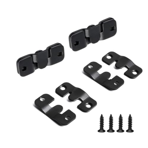 Image of 8 Pairs Interlocking Flush Mount Bracket Picture Hanging Hooks Stainless Steel Heavy Duty Photo Frame Hook Large Picture Hanger Buckle Furniture Connector Headboard Wall Mounting Hardware（Black）