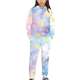 Twousenru Tie-Dye Star Koala Unisex 2 Piece Outfits Hoodie Sweatsuit Sets for 5-12Y Boys Girls Oversized Sweatshirt and Baggy Fall Fashion Sweatpant with Pockets Size 7-8T