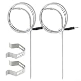 PureBowlic Edelstahl Fleischsonde Sensor mit Clip für Pelletgrills, Hochtemperatur-Grillthermometer Ersatzteil bis 716F, Grillzubehör für digitale Steuerung (2 Set)