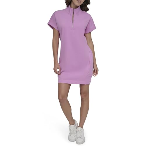 Image of DKNY Women's Short Sleeve Half-Zip Sweatshirt Dress