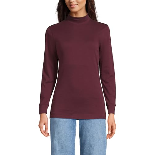 Image of Lands' End Women's Cotton Mock Turtleneck