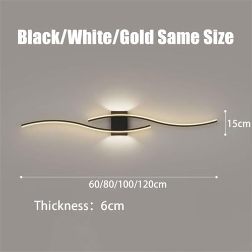 Lampada da Parete LED Moderna - Applique a Barra ondulata Ricaricabile Tramite USB, Design in Acrilico e Ferro per Soggiorno e Camera da Letto, 100 cm, Luce Nera Neutra