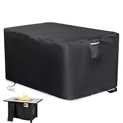 Topcover Fire Pit Cover Rectangular,600D Heavy Duty Outdoor Furniture Covers Waterproof For Patio Table,43 inch Tear Resistant Propane Gas Firepit Cover For Rectangle Fireplace,43"L x 23"W x 24"H