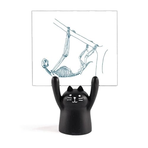 Support de mémo paresseux et chat noir mignon pour bureau