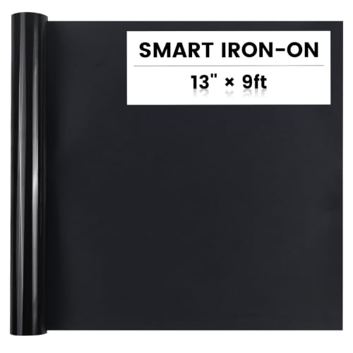 Smart Iron On Vinyl, Black HTV Vinyl…
