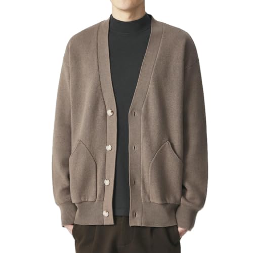 Suéter de punto con cuello en V para hombre un básico casual de otoño en color gris