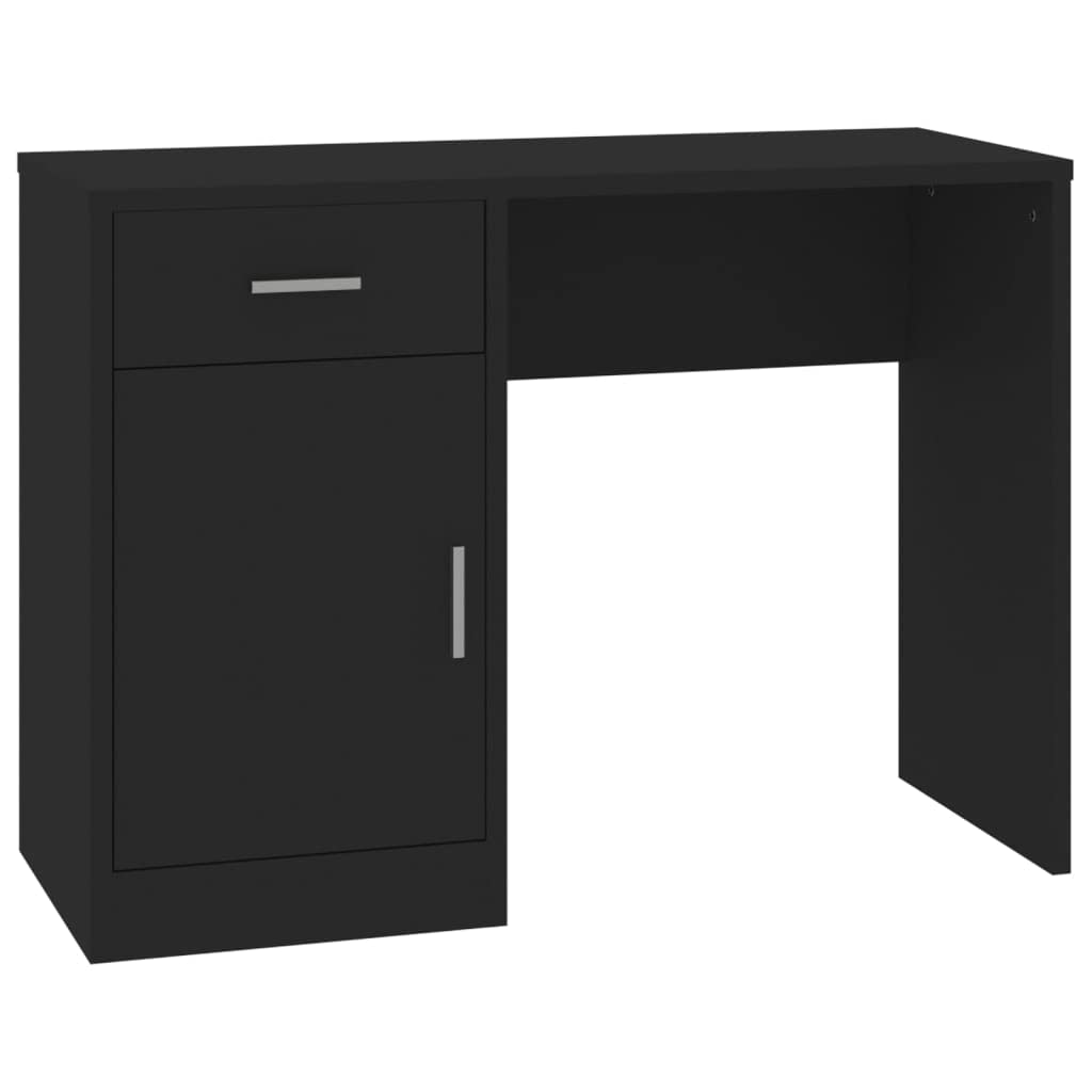 vidaXL Escritorio con Cajón y Armario Trabajo Despacho Estudio Puerta Mesa Almacenamiento Oficina para Ordenador Contrachapada Negro