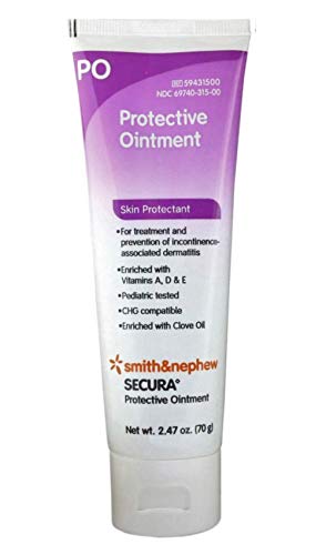 Smith+Nephew SECURA◊ Protective Ointment, Diaper Rash Ointment Tube, Dermatitis Moisturizer, Contains Vitamin A, D, and E, 2.47 Ounces