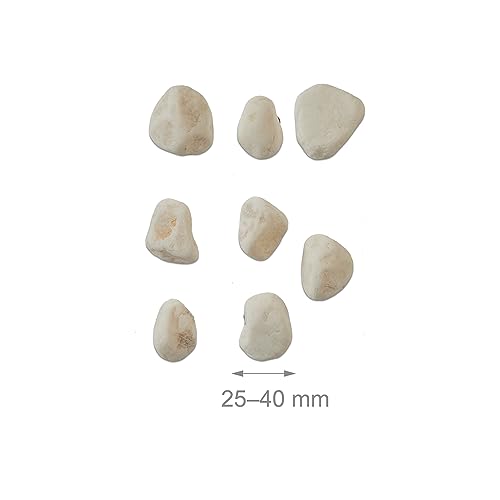 Relaxdays Marmorkies, 5kg, Dekosteine, 25-40mm, Kieselsteine, Gartenkiesel, Beet, Blumentopf, Grab, Zierkies, weiß