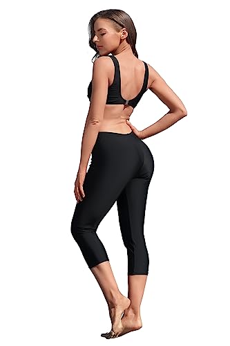 Alove Swim Capris For Women Upf 50+ Rash Guard Shorts Quick Dry Long Swimshorts L #TOP1