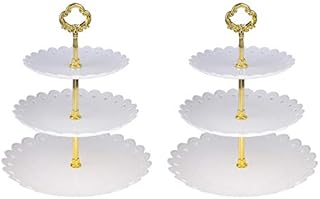 White round plate 3 tiered serving stand tray cake stands cupcake holder dessert stand table decorations for party Kids Birthday Tea Party Baby Shower set of 2