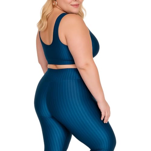 Conjunto Plus Size Fitness 3D Moda Feminina Bella da Serra Cropped Bojo Removível e Legging Cintura