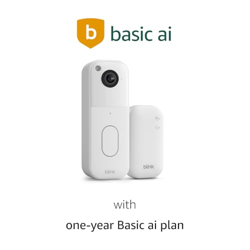 Image of Blink Video Doorbell with 1-year Basic ai plan - Head-to-toe HD view, two-year battery life, and simple setup. Sync Module Core included - System (White)