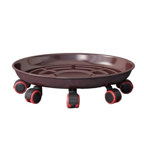 OUYUE Carrito Móvil para Macetas Bandeja Móvil Engrosada con Ruedas Universales, Base For Maceta De Flores For El Hogar, Placa De Hierro Redonda para Jardín Patio Sala De Estar(Brass,36cm)