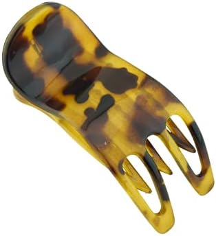 Parcelona French Simply Bear Paw Medium 3” Celluloid Acetate Side Slide In Jaw Yoga Fine Hair Claw Clip for Women and Girls (Light Tortoise Shell)