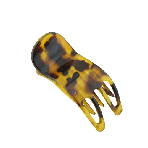 Parcelona French Simply Bear Paw Medium 3” Celluloid Acetate Side Slide In Jaw Yoga Fine Hair Claw Clip For Women And Girls (Light Tortoise Shell) #TOP1
