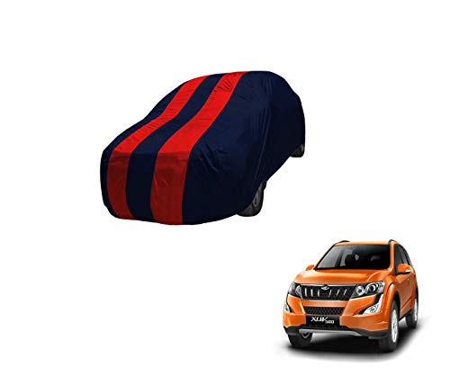 Image of Auto Hub Car Cover Compatible with Mahindra XUV 500 with Mirror Pocket,Triple Stitched, Weather Proof, XUV 500 Car Cover- Navy-Red