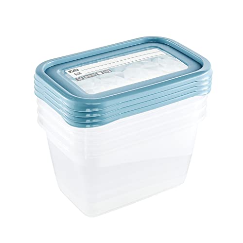 keeeper Tiefkühldosenset 4-teilig, Wiederbeschreibbarer Deckel, 4 x 750 ml, 15,5 x 10,5 x 8,5 cm, Mia Magic Ice, Nordic Blue – Ansicht 2