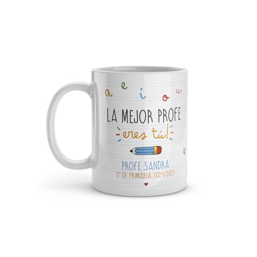 Made In Gift Regalo Original - Taza Personalizada Para Profesores - Cerámica 33Cl - Ideal Para Fin De Curso - Personaliza Con Nombre Y Texto - Apta Para Microondas Y Lavavajillas